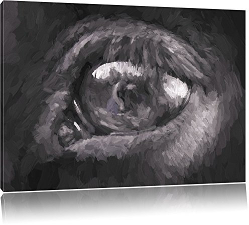 gemaltes Auge eines Pferdes Format: 60x40 auf Leinwand, XXL riesige Bilder fertig gerahmt mit Keilrahmen, Kunstdruck auf Wandbild mit Rahmen, günstiger als Gemälde oder Ölbild, kein Poster oder Plakat