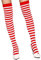 Krautwear® Damen Gestreifte Overknees Strümpfe Ringelstrümpfe Karneval Fasching Cosplay 80er Jahre (rot/weiss)