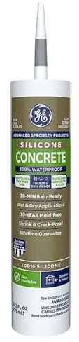 GE Sealants General Electric GE5020 Concrete and Masonry Silicone II Caulk, 10.1-Ounce, Grey, caulker, Light Gray