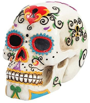 Pacific Giftware PTC 5.5 Inch Multicolor Patterned Day of The Dead Skull Statue Figurine