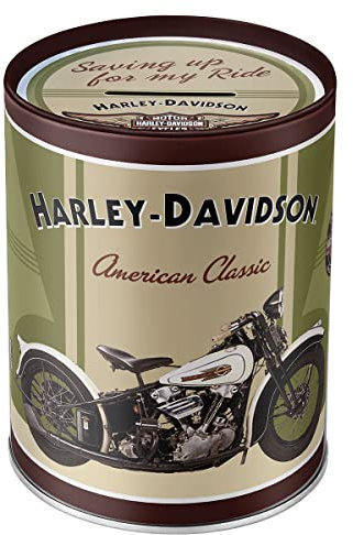 Nostalgic-Art Retro Spardose, 1 l, Harley-Davidson Knucklehead – Geschenk-Idee für Biker, Sparschwein aus Metall, Vintage Blech-Sparbüchse