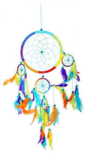 Dreamcatcher Regenbogen, bunter Traumfänger in verschiedenen Größen (30 cm)
