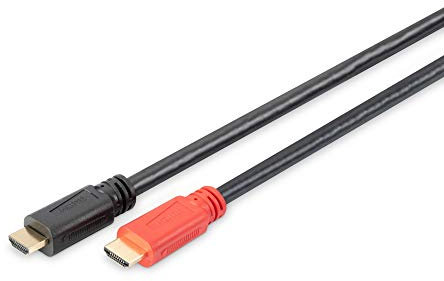 DIGITUS Cable de conexión HDMI de alta velocidad, tipo A - con amplificador de señal - 20,0m - Full HD 1080p/60Hz - compatible con TV/beamer/monitor - contactos chapados en oro - negro