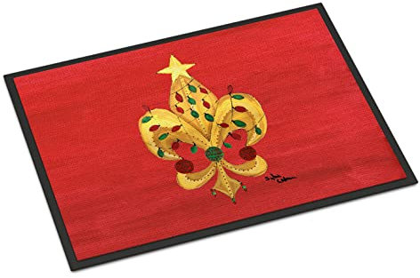 Caroline's Treasures Arbre de Noël Fleur de lys avec lumières Tapis d'intérieur ou d'extérieur 61 x 91 cm