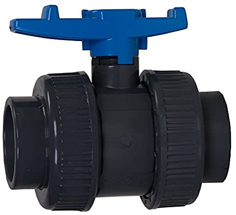 Aquaforte PVC Kugelhahn mit beidseitigen Überwurf Econo-Line, Klebeanschluß für Ø 110 mm (Außendurchmesser) Rohre, Schwarz-blau