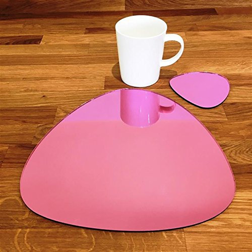 Pebble geformtes Tisch-Sets und Untersetzer-Set, acryl, Pink Mirror, Set of 8