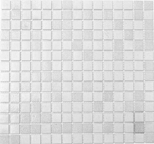 Miscela di Piastrelle di Mosaico in Vetro Bianco - 2 Toni per Pavimenti, Muri, Bagni, WC, Cucine, Specchi e Inserti Vasca
