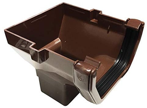 FLOPLAST 114mm Square Gutter Stop End Outlet - Brown