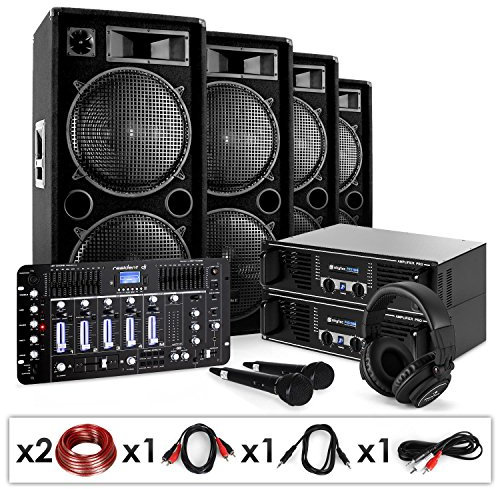 Electronic-Star Set Sono DJ Bass First Pro Bluetooth 2 x amp 4 x Enceinte mixeur 4000W