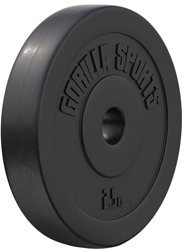 GORILLA SPORTS® Hantelscheiben - Einzeln/Set, 1,25kg, 2,5kg, 5kg, 7,5kg, 10kg, 15kg, 27,5kg, 30kg Gewichte, 30mm Bohrung, aus Kunststoff - Gewichtsscheiben, Hantelscheiben-Set, Hanteln