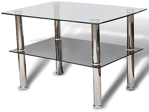 vidaXL Couchtisch Glas 2 Ebenen Tisch Beistelltisch Wohnzimmertisch Glastisch