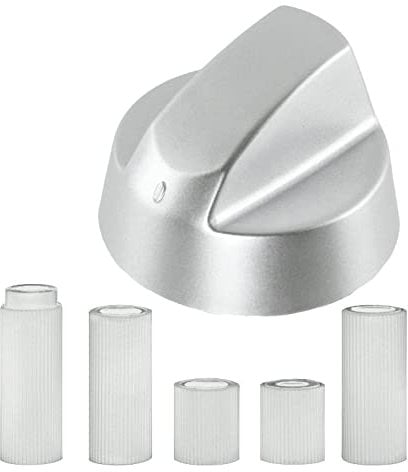 Spares2go Control Knob/Dial for Indesit Oven Cooker & Hob (+ Adaptors, Silver)