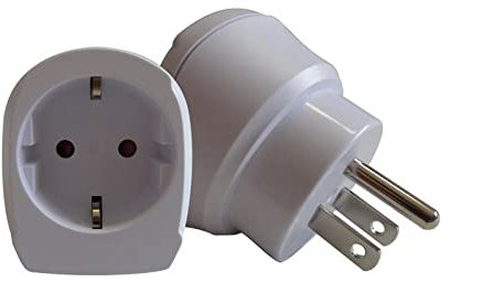 Travel Plug DomRep. für Geräte aus Deutschland. (Schutzkontakt und Kindersicherung, 1650 Watt Leistung)