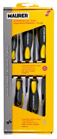 Maurer 89651 Cacciavite Assortite, 5 Pezzi, Nero/Giallo