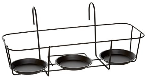 Dehner Soporte para macetas, Aprox. 50 x 25 x 21 cm, Metal, Color Negro