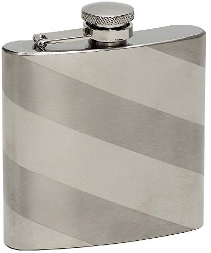 Haller Unisex – Erwachsene Flachmann Edelstahl gestreift 170ccm, Silber, 170