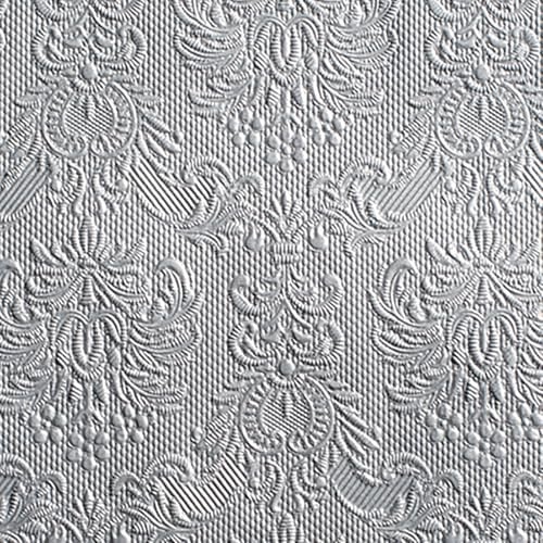 Ambiente - Cocktail Servietten - Elegance - geprägt - 25x25cm - 15 Stück - verschiedenen Farben (Silber - 4938)