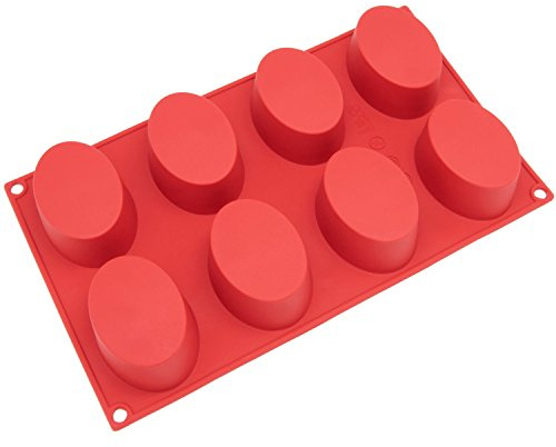 Freshware 8-Cavity Oval Silicone Mold for Soap, Cake, Bread, Cupcake, Cheesecake, Cornbread, Muffin, Brownie, and More