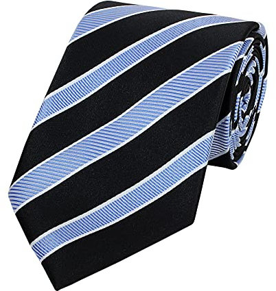 Fabio Farini - Herren gestreifte Krawatte in 8cm Breite, Schlips klassisch Robuste Pflegeleichte Mikrofaser für Anlässe wie Hochzeit, Beerdigung, Konfirmation oder Business Schwarz Hellblau Weiß