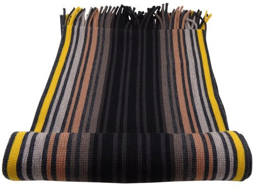 TigerTie Designer Schal 100% Schurwolle in braun beige schwarz gelb gestreift - Strickschal