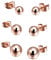 findout 18k rose gold plated titanium steel ball 4mm 6mm 8mm 3 pair set family size stud earrings (f1697)