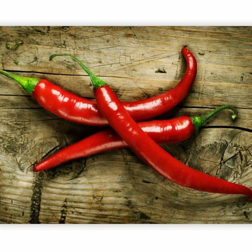 Fototapete - Tapete rote Paprika 200x154cm - Foto Tapete Schlafzimmer Wohnzimmer Moderne Vliestapete XXL Wandtapete Motivtapeten Bildtapete 3d Effekt Wand Dekoration - Küche Gemüse Holzoptik 100408-8