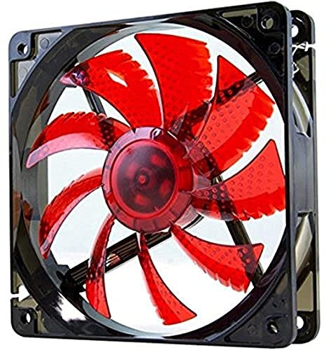 NOX Coolfan -NXCFAN120LR- Ventilateur de boîtier PC 120 mm, 9 pales translucides, roulements longue durée, 4 LED, silencieux, connecteur 3 et 4 broches, couleur rouge
