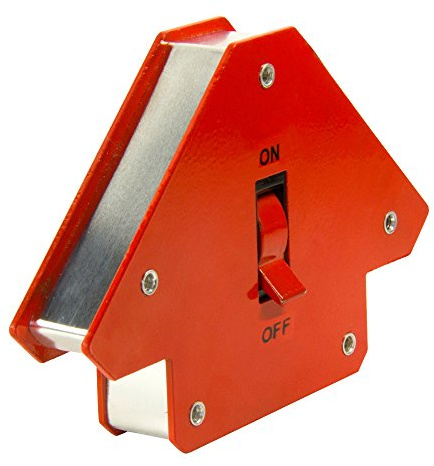 Small Switchable Multi-Angle Welding Magnet for Holding Ferrous Sheets and Tubes in Place - 45° x 90° x 135° - 13kg Pull