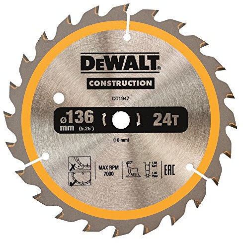 Dewalt Cordless 18 V DT1947 Circular SAEGE Blade 136/10 mm 24WZ, 1 Piece