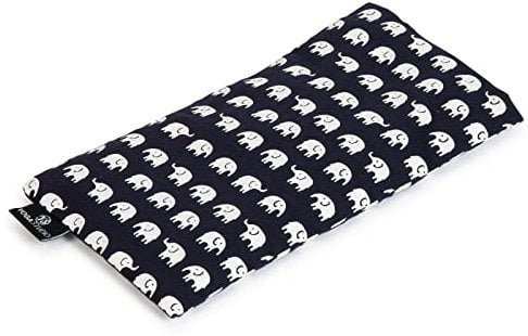 Yoga Studio organisches Augenkissen, 23 x 12/13 cm, Bio-Lavendel- und Leinsamenduft, Yogakissen für müde Augen und Kopfschmerzen, Elephant Navy Blue