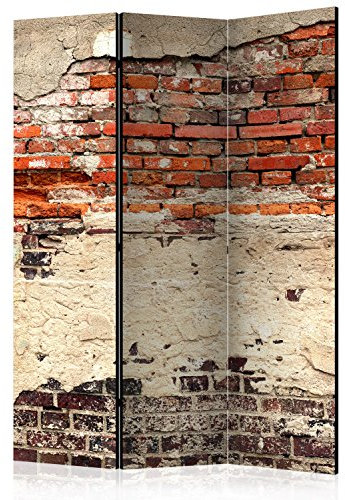 murando Raumteiler Ziegel-Optik Foto Paravent 135x172 cm einseitig auf Vlies-Leinwand Bedruckt Trennwand Spanische Wand Sichtschutz Raumtrenner rot f-A-0503-z-b