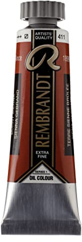Rembrandt Oil Colour - Peinture à l'huile extra-fine pour artistes Tube de 15 ml en Terre Sienne brûlée 411 - Grande résistance à la lumière et viscosité uniforme - Pigments de première qualité
