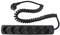 as - Schwabe 6-Fach Steckdosenleiste 230 V / 16 A - Mehrfachstecker mit 2,5 m Spiralkabel - Steckdosen 45° gedreht - Wandmontage - IP20, schwarz, 11462