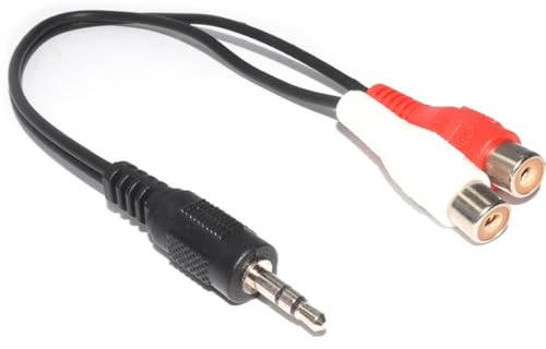 kenable 3.5mm Stereo Jack Plug to Twin Phono Sockets Adapter Cable 15cm