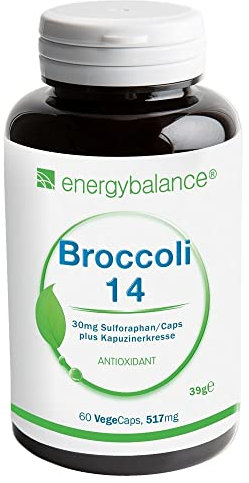 EnergyBalance Brokkoli Extrakt 60 Kapseln à 517mg mit je 30mg Sulforaphan - Mit Kapuzinerkresse - Hochdosiert & Vegan - Markenqualität aus der Schweiz