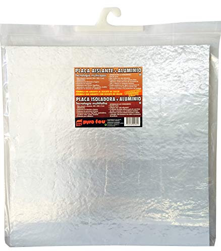 PYRO FeU 24962-6 Placa Aislante Fibra Roca de Aluminio 850ºC 50 x 50 cm, Gris