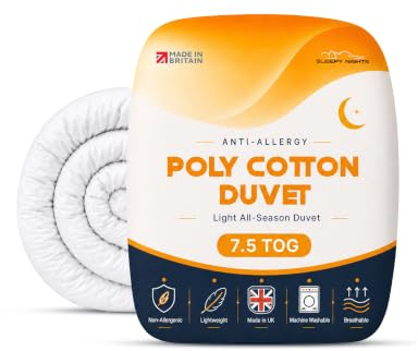 SleepyNights Duvet Quilt King 7.5 Tog Summer Season Non Allrgenic Hollowfibre - Polyester Polycotton Cover