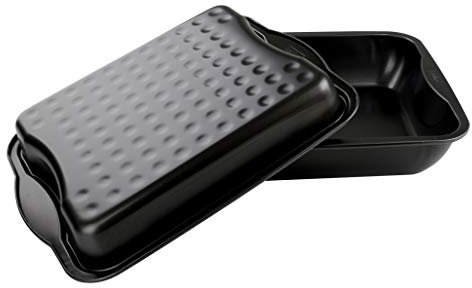 ZENKER Fuente para horno alta y rectangular con tapa-Besuguera-Rustidera con revestimiento antiadherente Ilag negro-Bandeja XXL, resistente hasta 230ºC, hecha en Alemania, 42x34x13cm, 1ud.