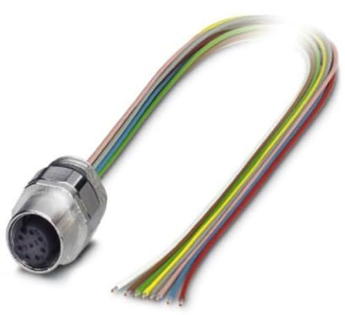 PHOENIX CONTACT SACC-EC-M12FS-8CON-PG9/0,5 Einbausteckverbinder 8-Polig, M12, A-Kodiert, Vorderwund-Schraubmontage mit Pg9-Gewinde, mit 0.5m TPE-Litze, Größe 8 x 0.25mm² Leiterquerschnitt, 30.600g