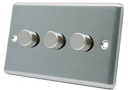 AET CSC3GDIM40 Satin Chrome Classical 400W-10 Amp Triple 3 Gang 2 Way 400W Light Dimmer Switch, 400 W, 240 V