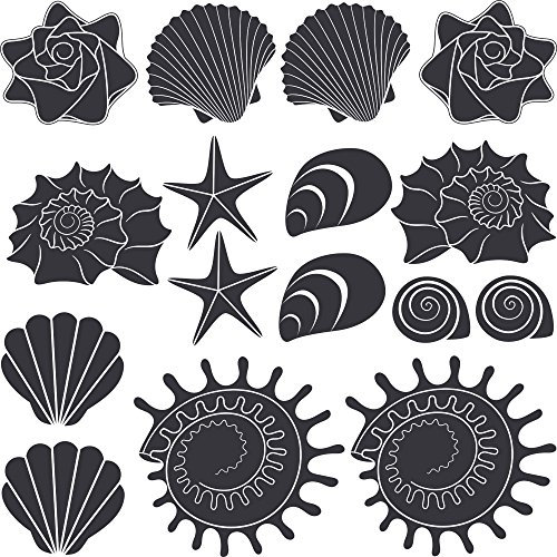 GRAZDesign Wandtattoo Bad Muschel & Meer Set Wandaufkleber Maritime Deko wasserfest - 073 dunkelgrau