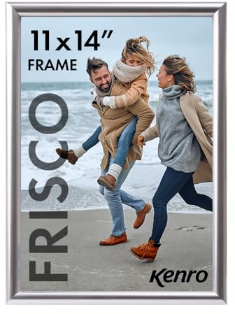 Kenro Frisco Plastic Picture Frames (Box of 1) - 11x14 / 28x35cm Wall Hanging Stylish Photo Frame with Glass Front - Silver