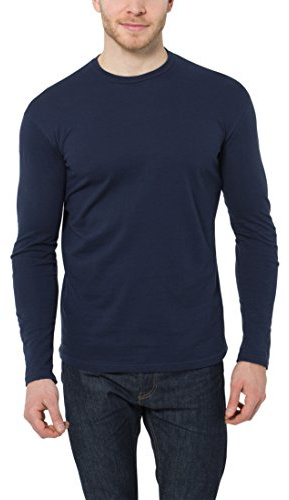Lower East Long-Sleeved Men's Shirts, 100% Cotton, Crew Neck (Pack of 5)
