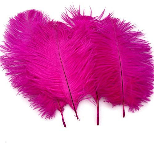 Sowder 20pcs Natural 10-12inch(25-30cm) Ostrich Feathers Plume for Wedding Centerpieces Home Decoration(Fuchsia)
