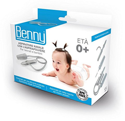 Benny l'aspiratore nasale con l'aspirapolvere.