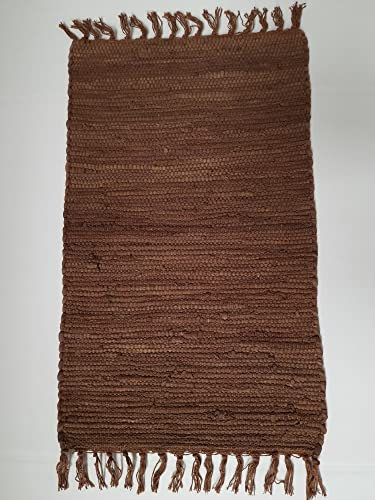 Kottig Fleckerl Handweb Teppich Fleckerlteppich Uni 120x170 Garmisch Flickenteppich Einfarbig (Braun)
