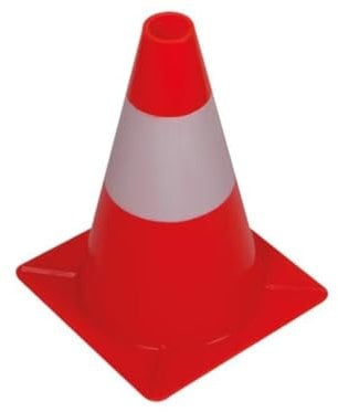 Perel Cône de signalisation, Plot Sport Football, Plot de marquage, cône Circulation, pour délimitation de Zones, Bandes Non réfléchissantes, Rouge/Blanc, Usage récréatif, 30 cm