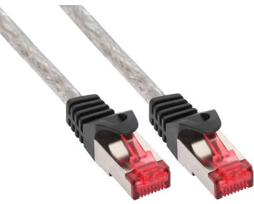 InLine Patchkabel, S/FTP (PiMf), Cat.6, 250MHz, PVC, Kupfer, RJ45, 1Gb/s, 50m, transparent, Netzwerkkabel, doppelt geschirmt, 76455T