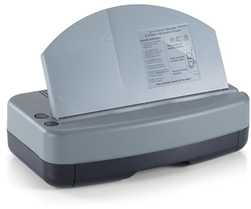 Officemate Electric 2-3 Hole Punch, Adjustable Desktop Eco-Punch, 30-Sheet Capacity, Built-in Paper Guide, Chip Tray & AC Adapter, Gray/Black (90115)