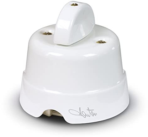 FANTON Pulsante rotativo a manopola in ceramica stile retrò colore bianco da parete 10AX 250V vintage in porcellana per cavo tessile 84002